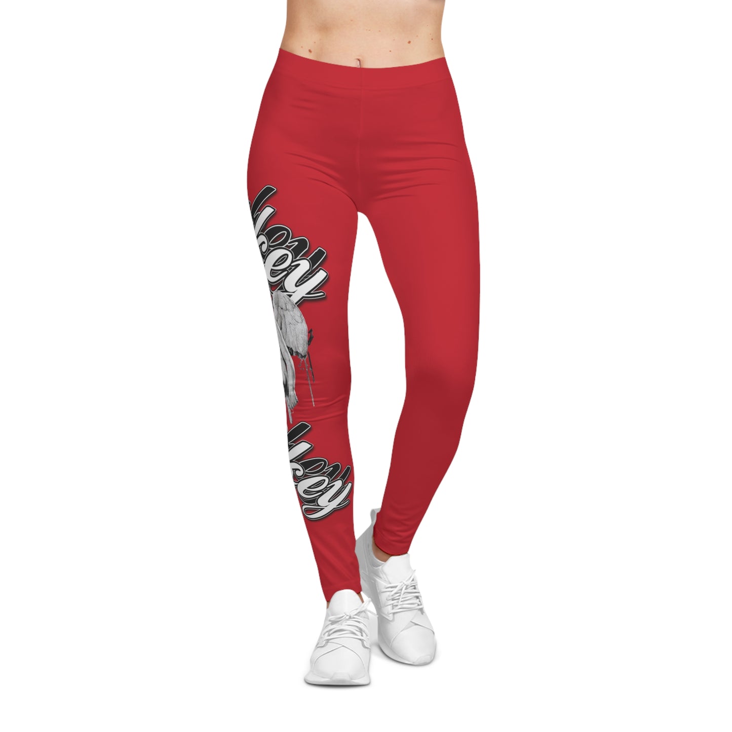 Lowkey Designer Women's Casual Leggings Red