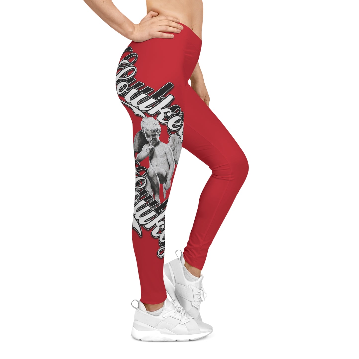 Lowkey Designer Women's Casual Leggings Red