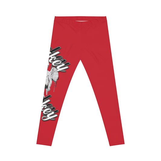 Lowkey Designer Women's Casual Leggings Red